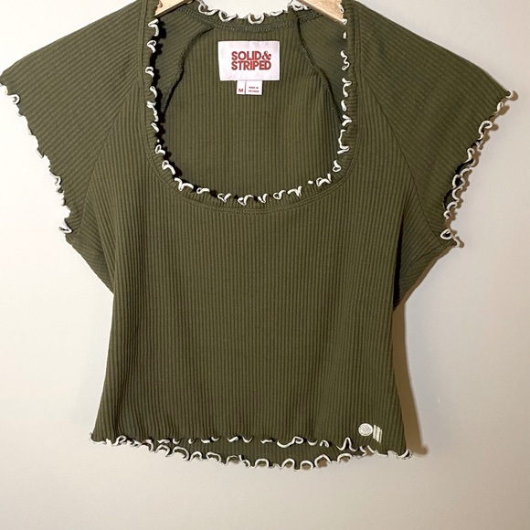 SOLID & STRIPED Green Ribbed Cropped Tee NEW Sz M - Picture 6 of 12